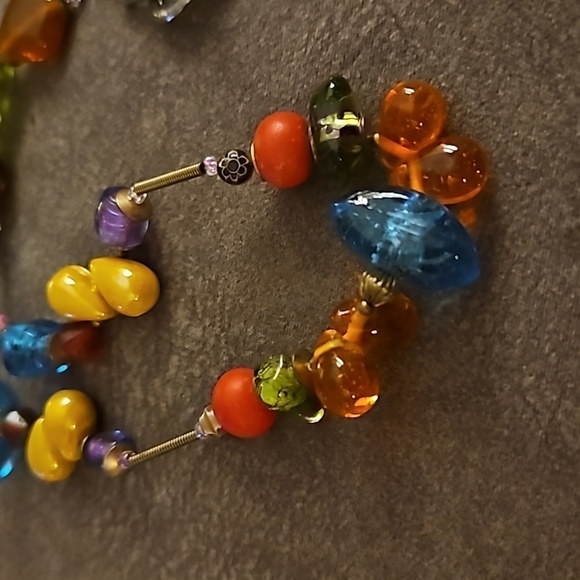 HANDMADE Heavyweight Rainbow Glass Spring Beaded Festival Necklace - Picture 3 of 7